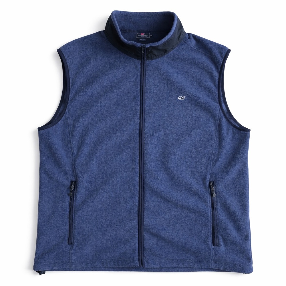 Vineyard Vines Fleece Vest Preppy Golf Travel Business Casual Navy Blue XXL